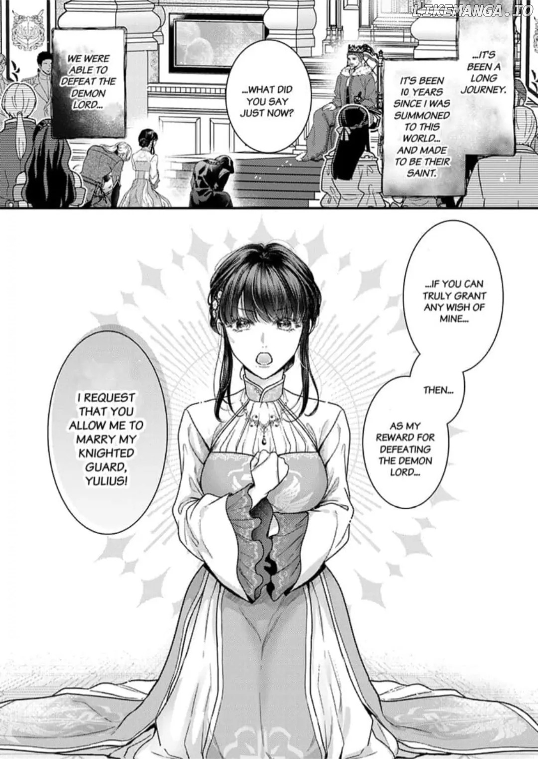 Inochi ni Kaete mo Mamoru to Chikatta - Cool na Goei Kishi wa Shoukansareta Seijo wo Atsuku Dekiai suru Chapter 1 - page 5