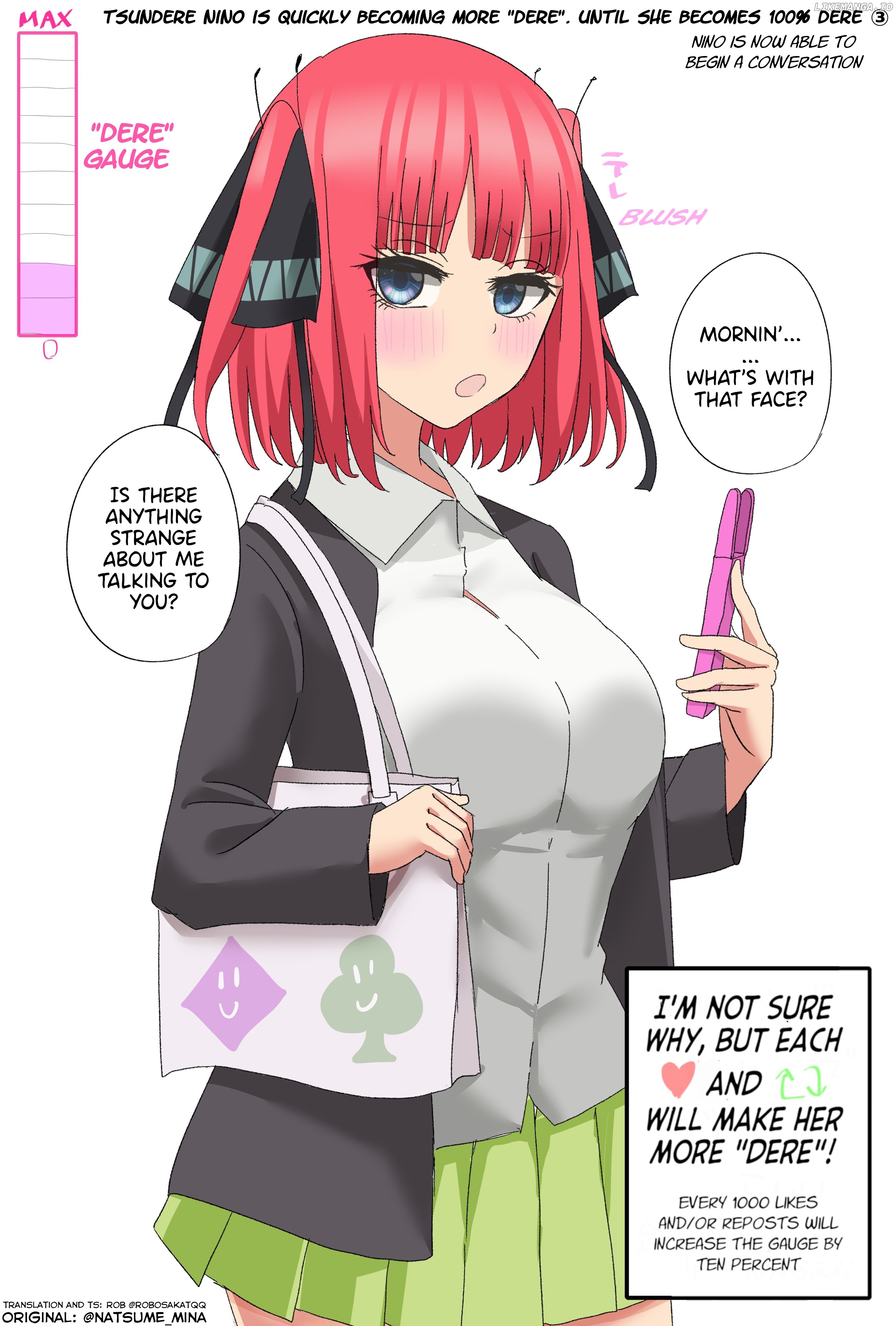 5Toubun No Hanayome - Tsundere Nino Rapidly Becomes More And More "dere" Through Likes And Reposts (Doujinshi) chapter 3 - page 1